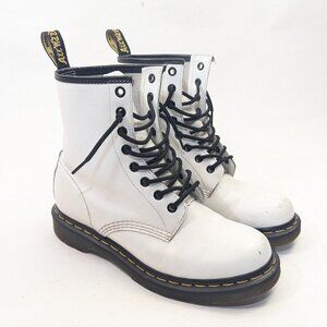 🤍 Doc Martens White Leather Lace Up Boots Women's Size 8  (UK Size 6) 🤍